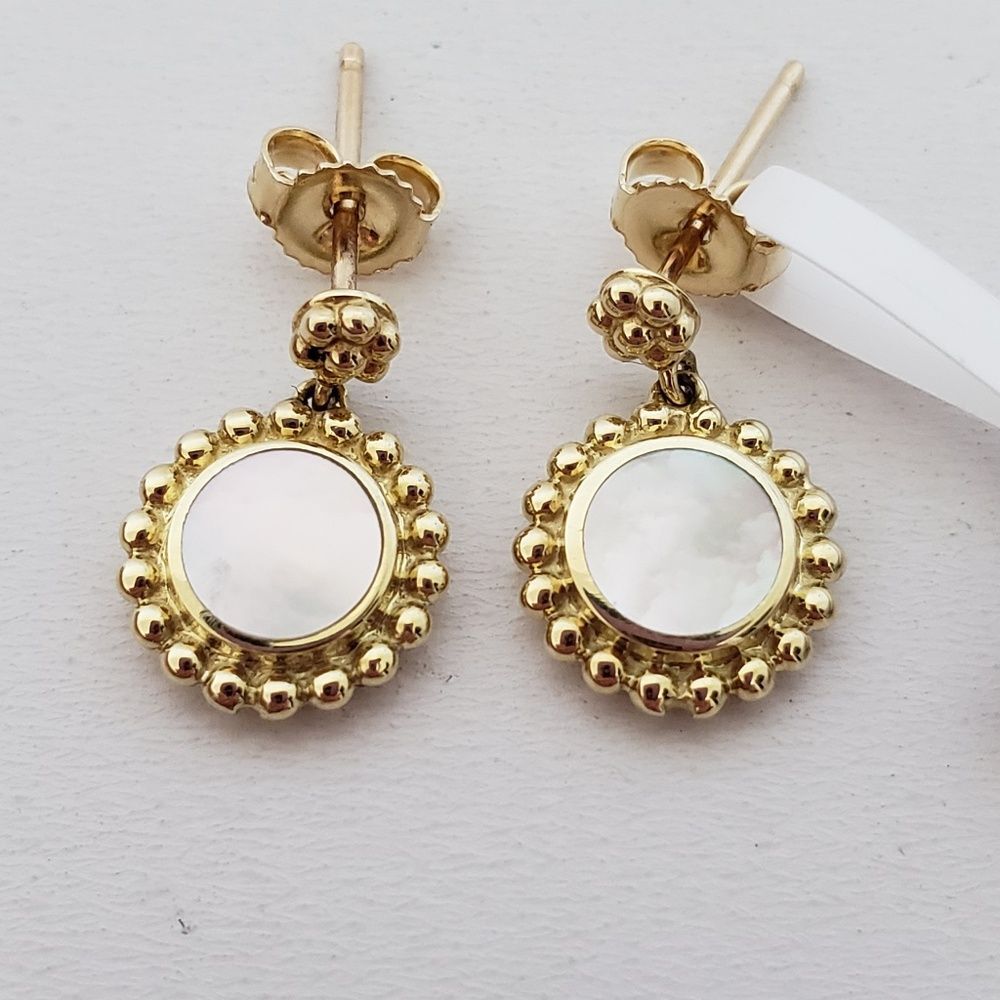 LAGOS 18K Yellow Gold White Mother of Pearl Covet Drop Earrings